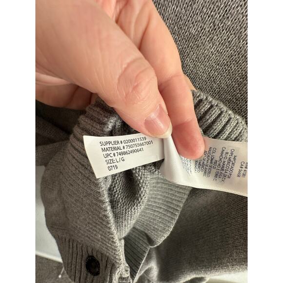 CHAPS Ralph Lauren Unisex Cardigan Sweater Grey Button Long Sleeve Cotton Sz L - Picture 10 of 11